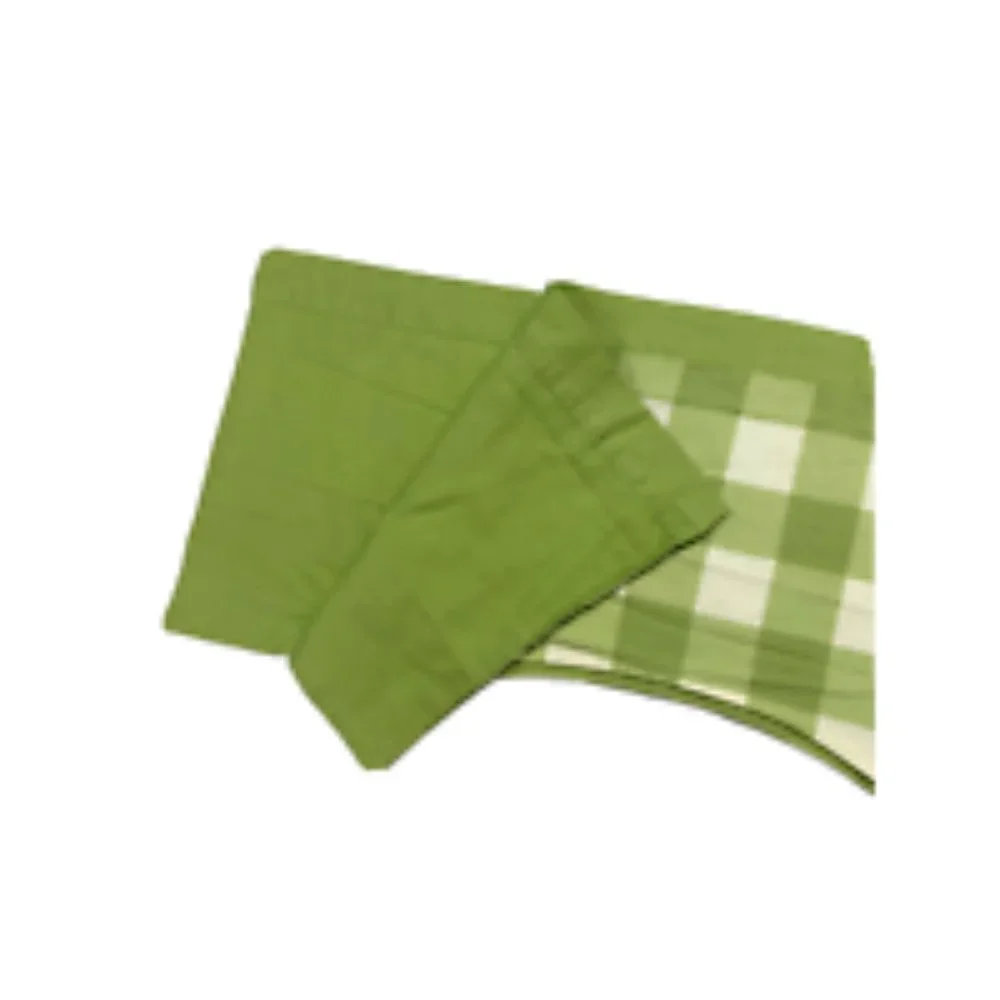 1 Single Cotton Canvas Green Plaid or Solid Reversible Valance Short Curtain